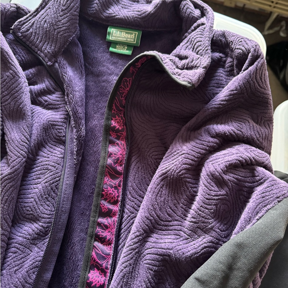 L.L. Bean Women's Textured Purple Teddy Jacket